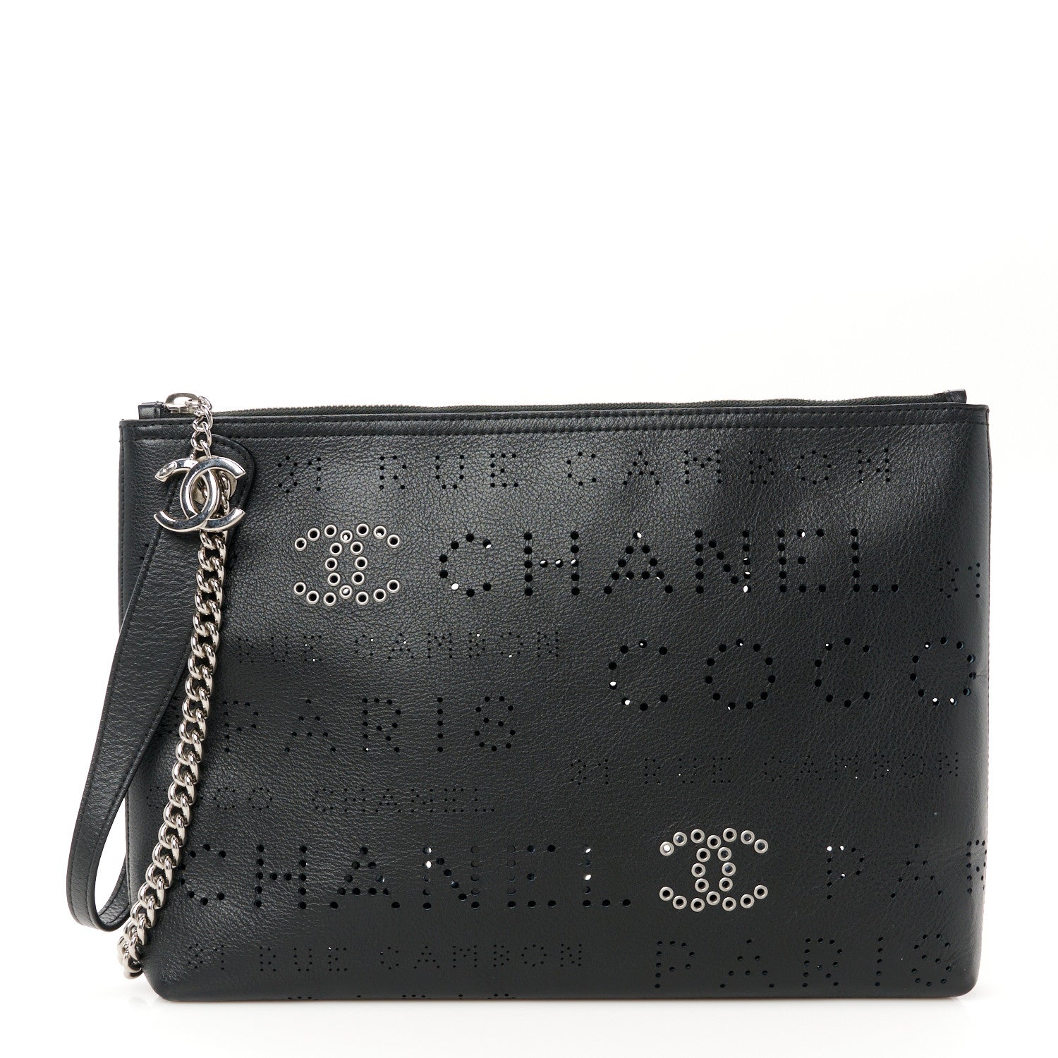 Chanel Calfskin Eyelets Clutch Black 1 of 9