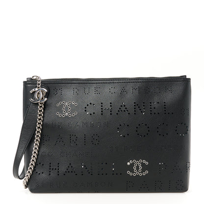 Chanel Calfskin Eyelets Clutch Black 1 of 9