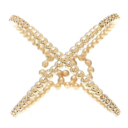 Gucci 18K Yellow Gold Diamond GG Running X Ring 56 7.5 3 of 5
