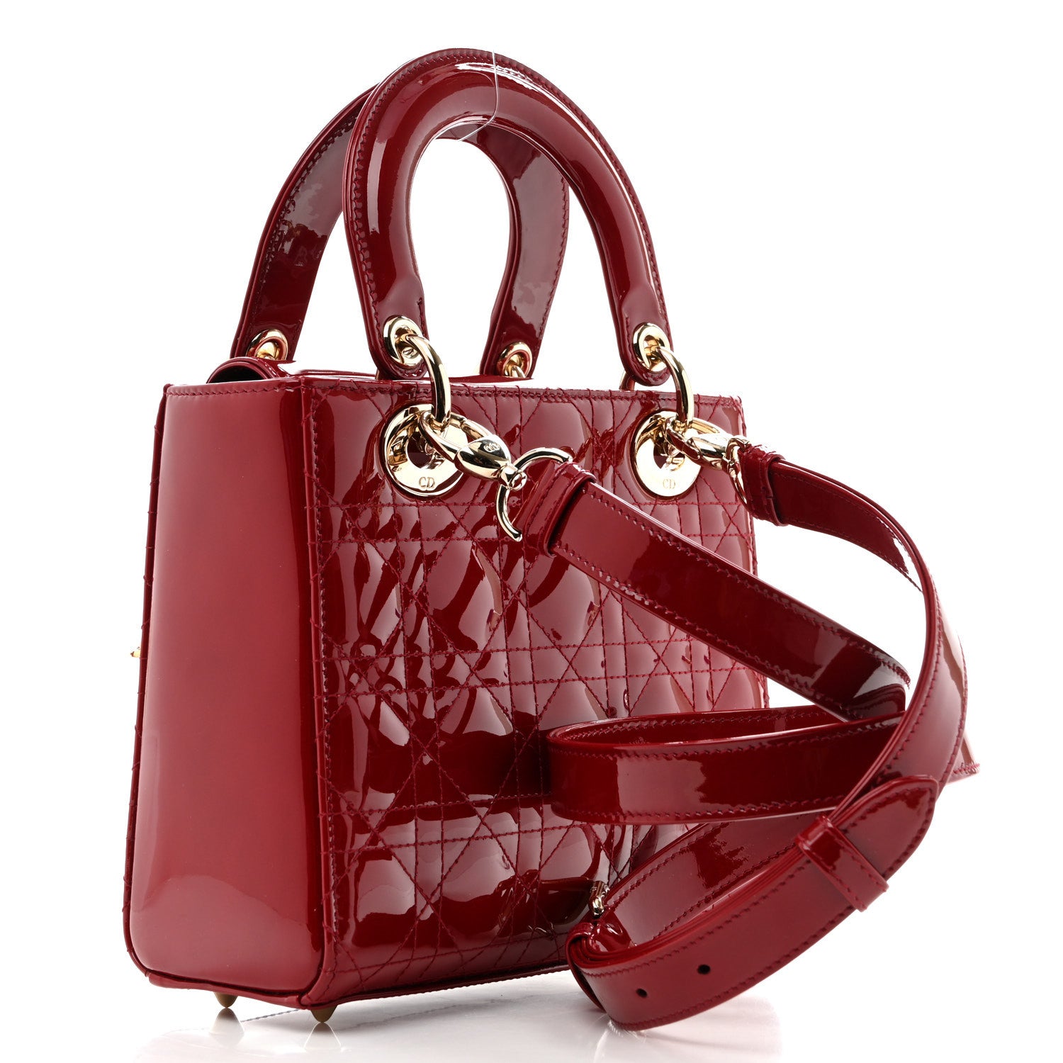 Christian Dior Patent Cannage Small Lady Dior Cherry Red 2 of 10