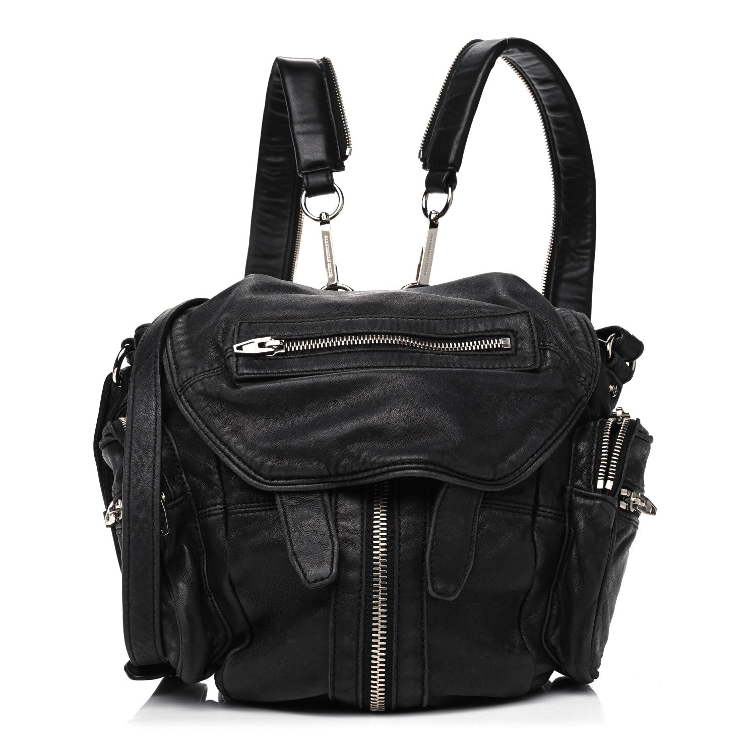Alexander Wang Lambskin Marti Backpack Bag Washed Black Rhodium Hardware 1 of 14