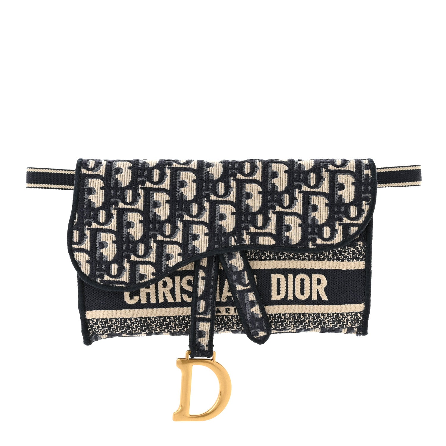 Christian Dior Oblique Slim Saddle Pouch Blue 1 of 10