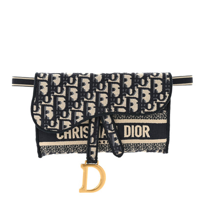 Christian Dior Oblique Slim Saddle Pouch Blue 1 of 10