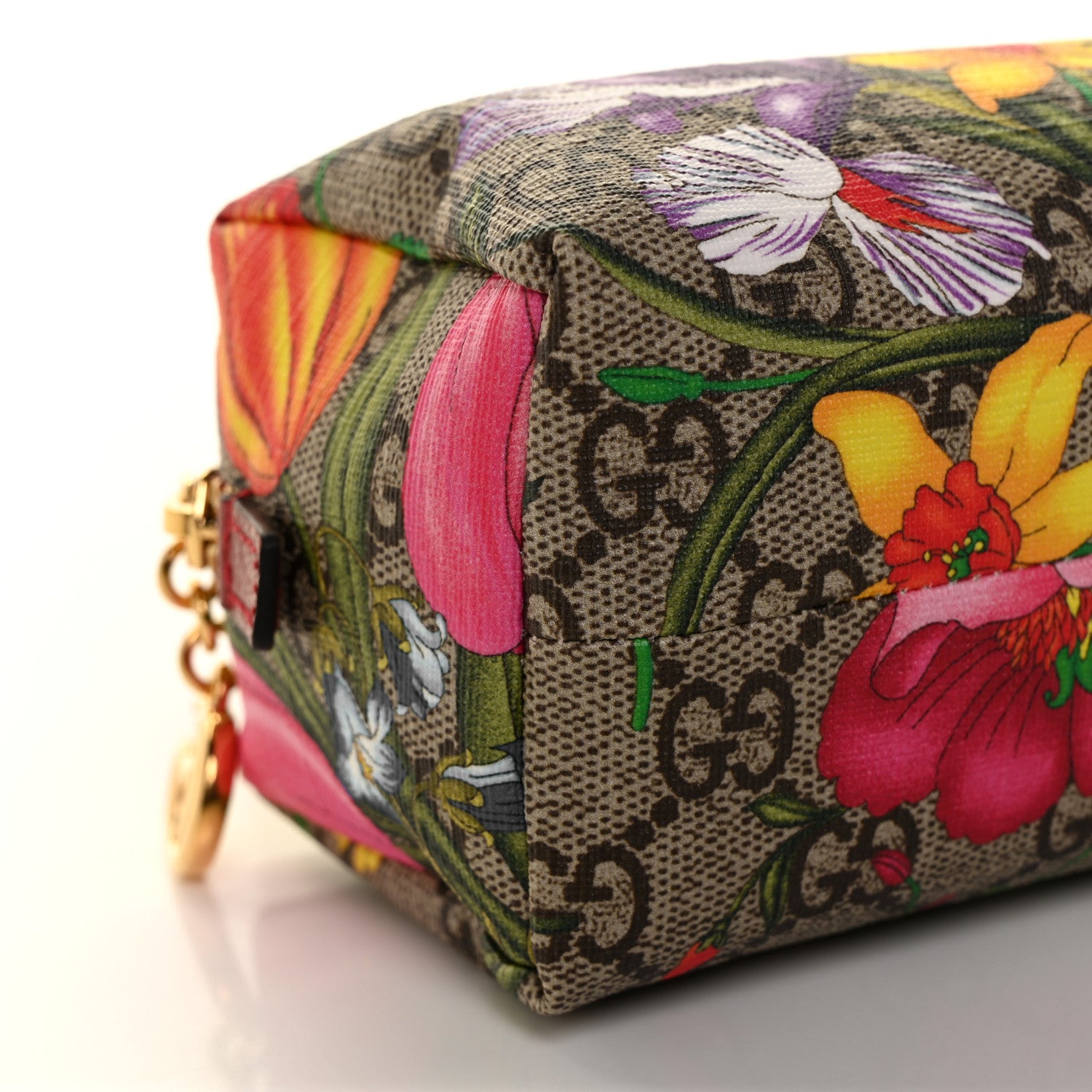 Gucci Soft GG Supreme Monogram Flora Calfskin Small Ophidia Cosmetic Case Beige Ebony Multicolor Rosso 8 of 9