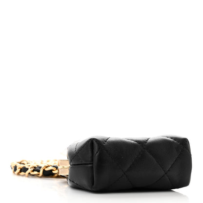 Chanel Lambskin Quilted Mini Kiss Lock Clutch With Chain Black 4 of 11