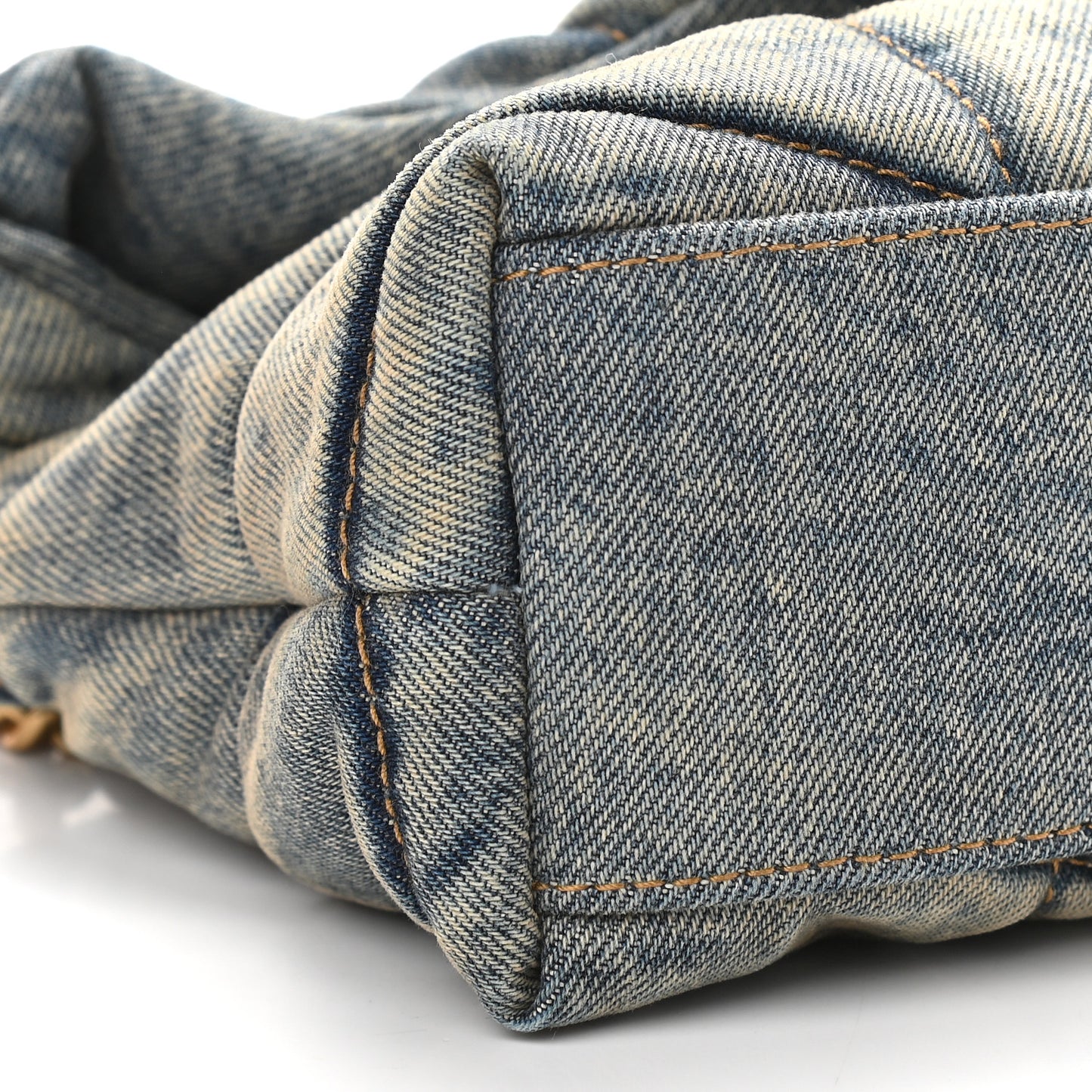 Denim Quilted Toy Loulou Puffer Monogram Chain Satchel Blue Black