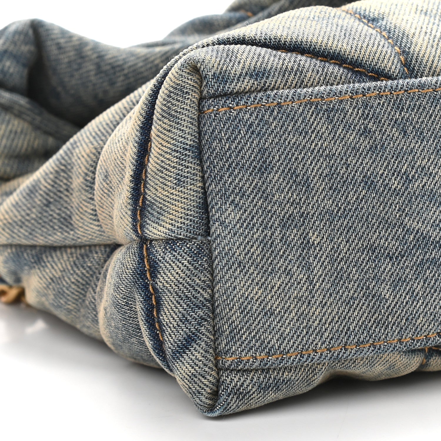 Saint Laurent Denim Quilted Toy Loulou Puffer Monogram Chain Satchel Blue Black 7 of 9