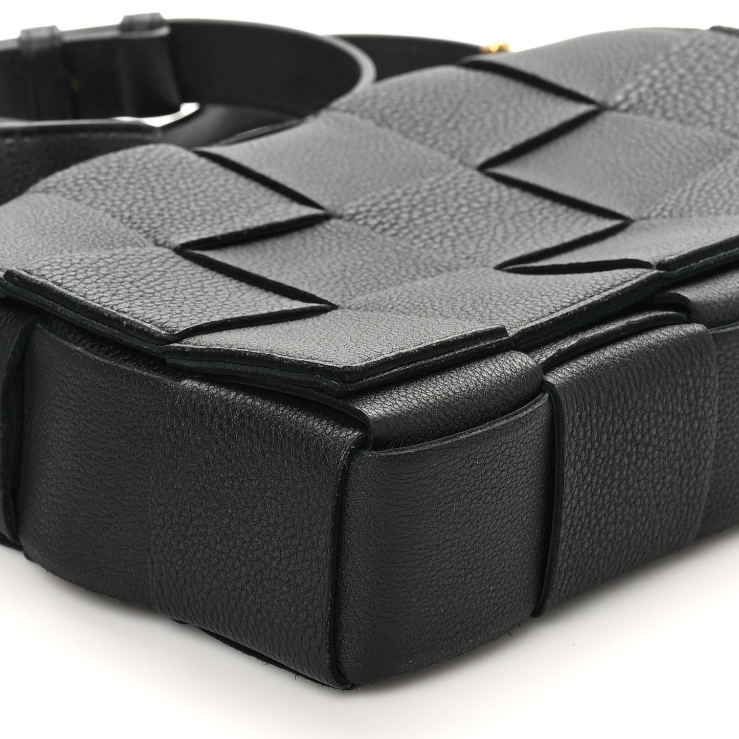 Grained Calfskin Maxi Intrecciato Cassette Crossbody Bag Black