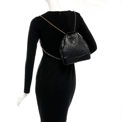 Chanel Aged Calfskin Quilted Gabrielle Backpack Black 2 of 9
