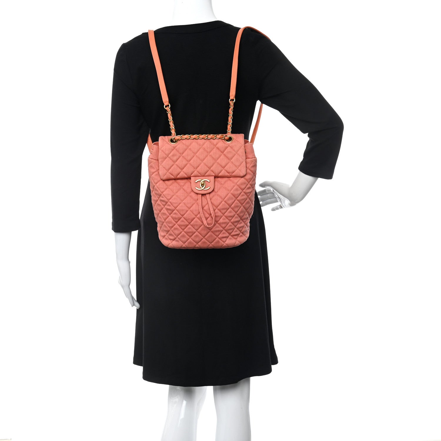 Chanel Washed Denim Quilted Small Urban Spirit Backpack Orange 2 of 8