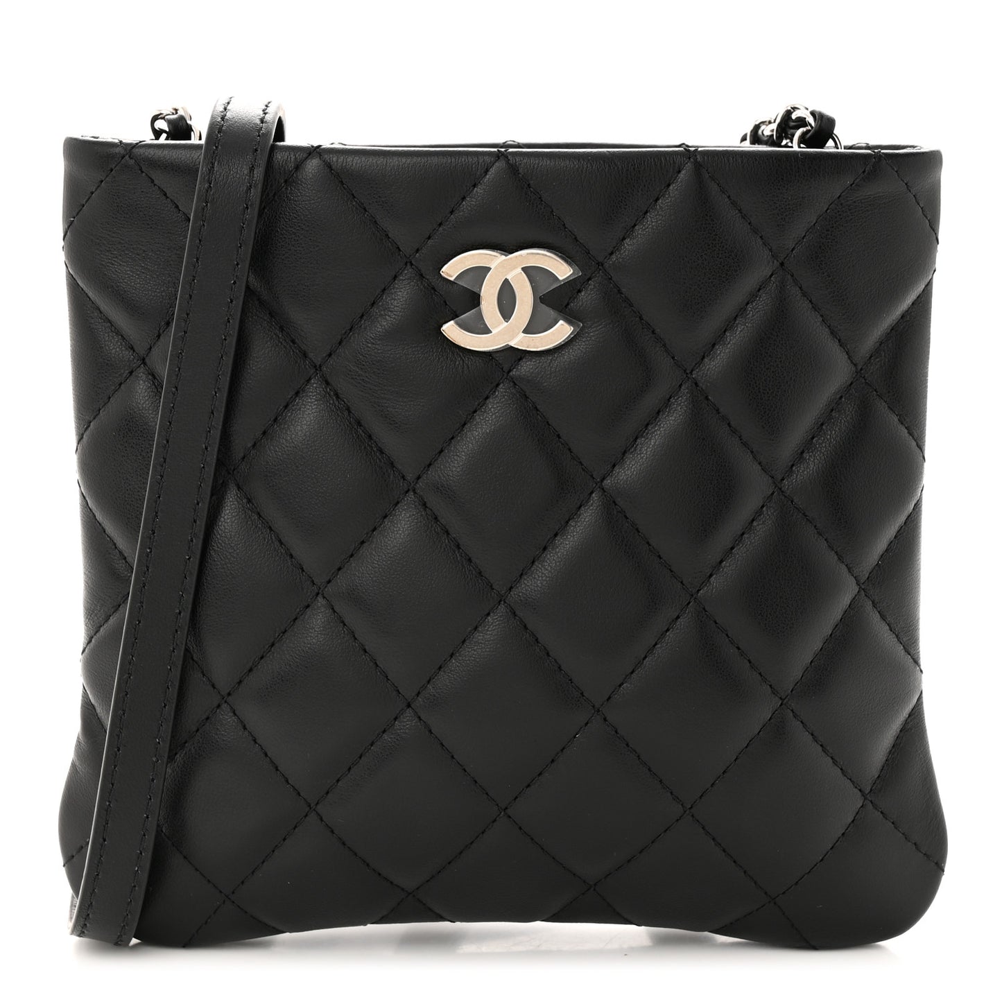 Lambskin Quilted Crossbody Bag Black