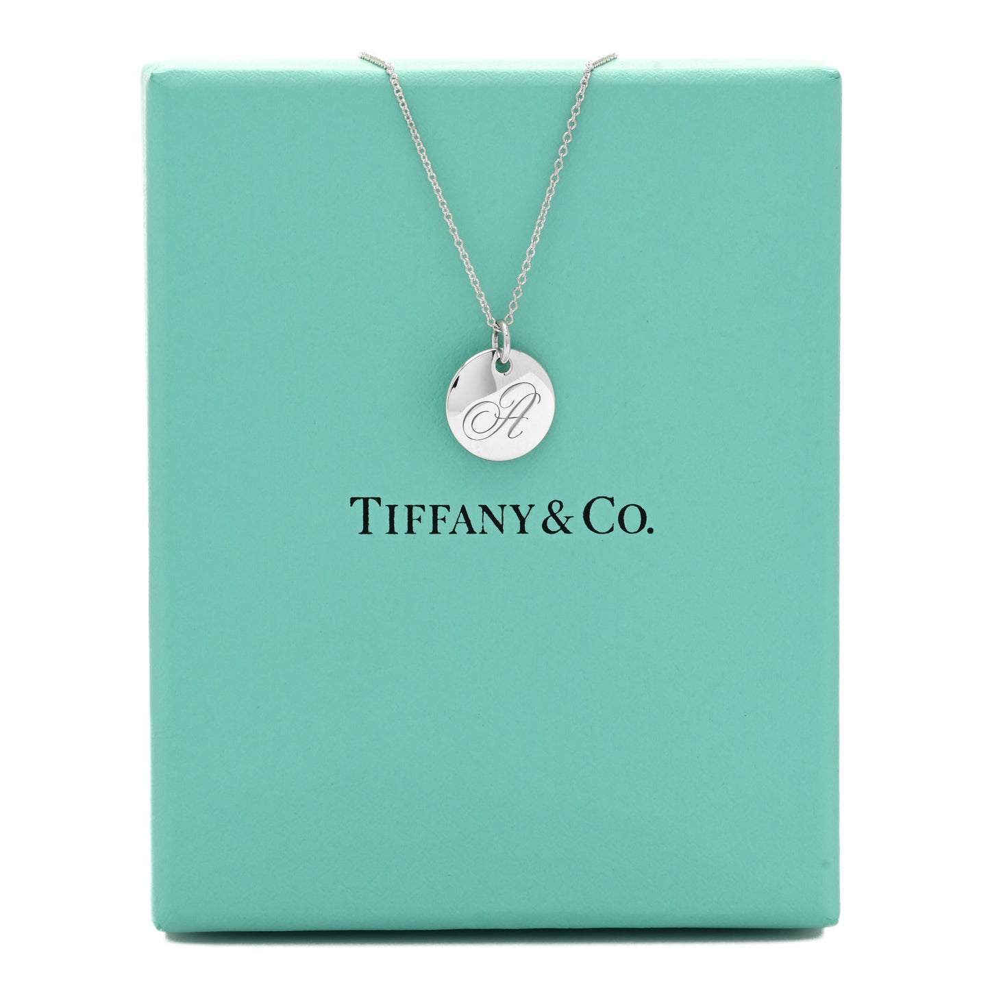Sterling Silver Letter A Disc Pendant Necklace