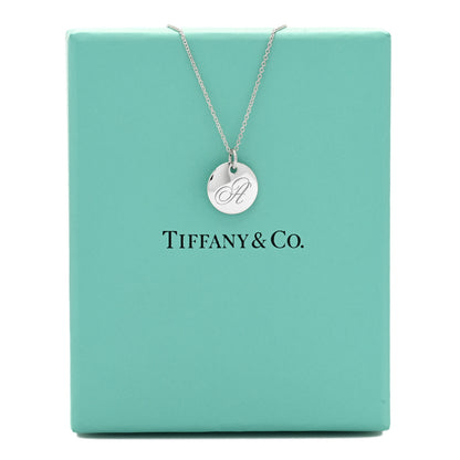 Tiffany Sterling Silver Letter A Disc Pendant Necklace 7 of 7