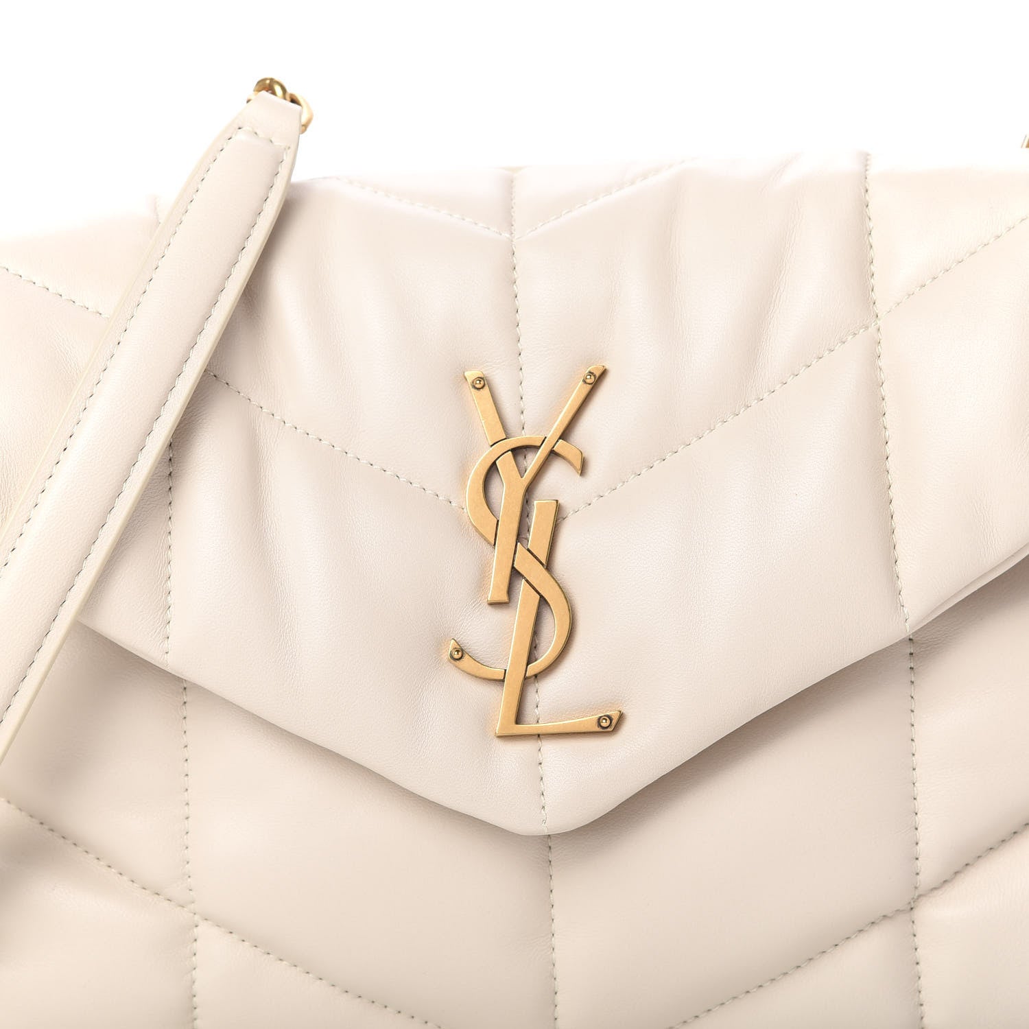 Saint Laurent Lambskin Quilted Small Loulou Puffer Monogram Chain Satchel Crema Soft 10 of 11