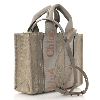 Chloe Cotton Calfskin Small Woody Ribbon Tote With Strap  Beige Taupe 3 of 12