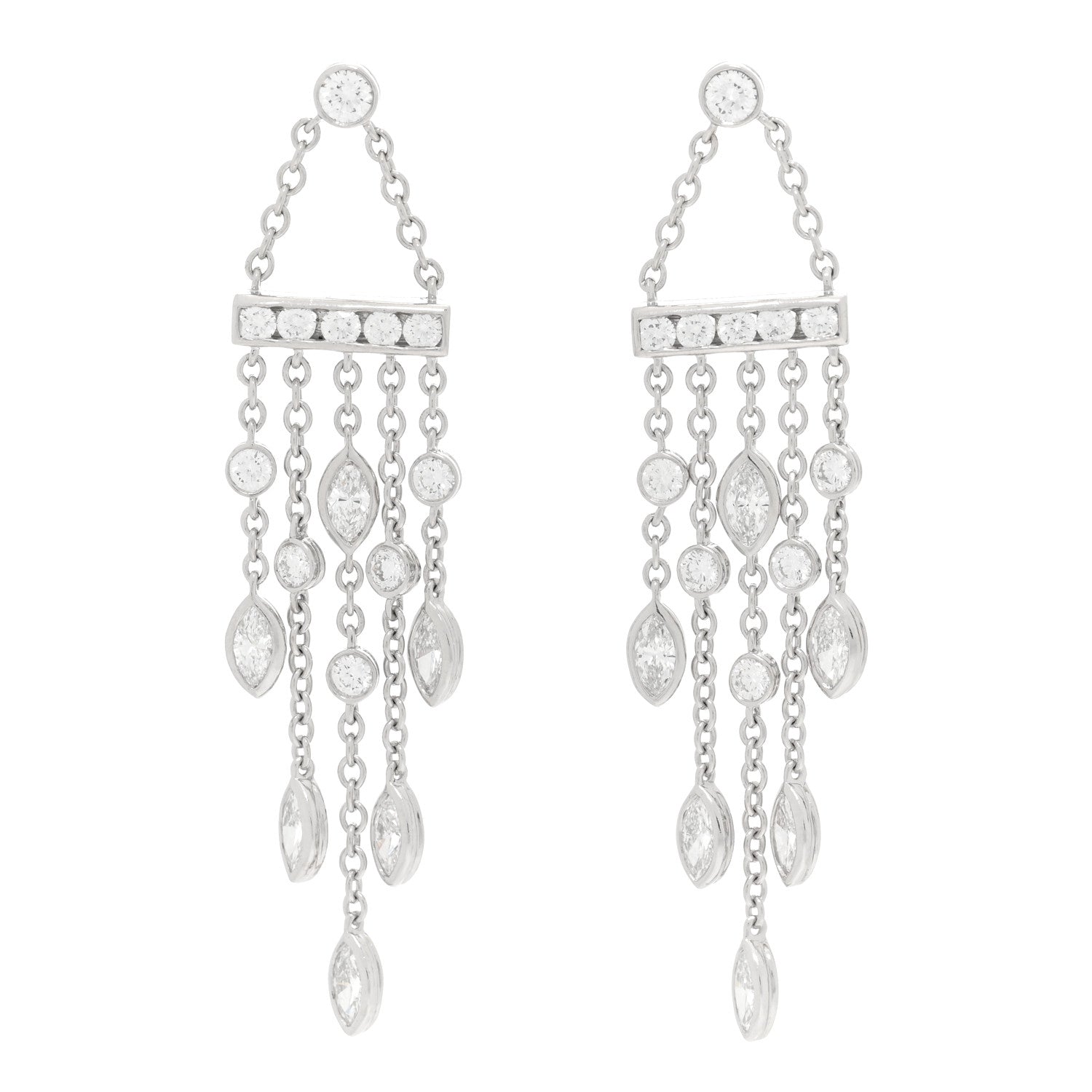 Tiffany Platinum Diamond 1.95ctw Swing Drop Earrings 1 of 5