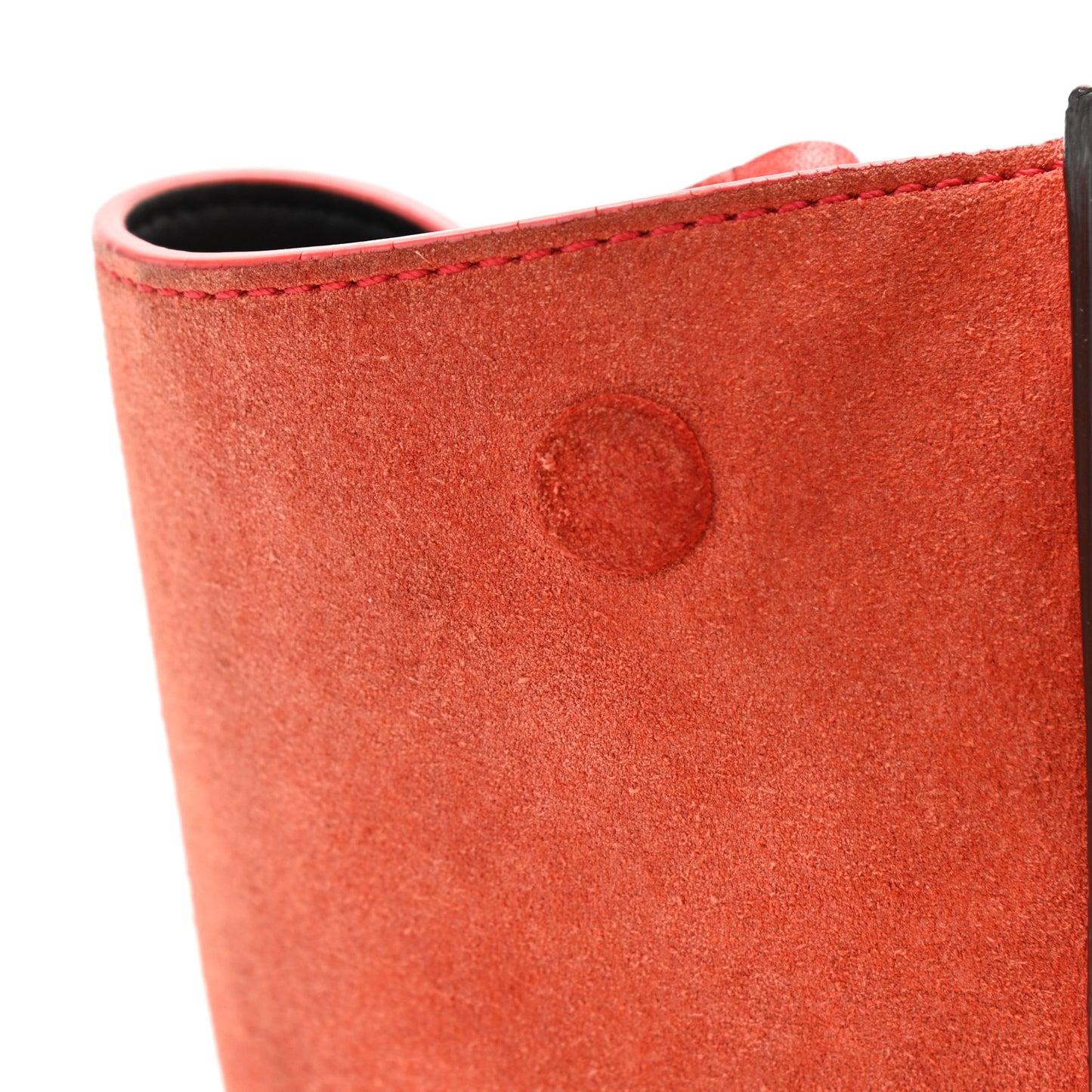 Drummed Calfskin Suede Medium Trapeze Coquelicot