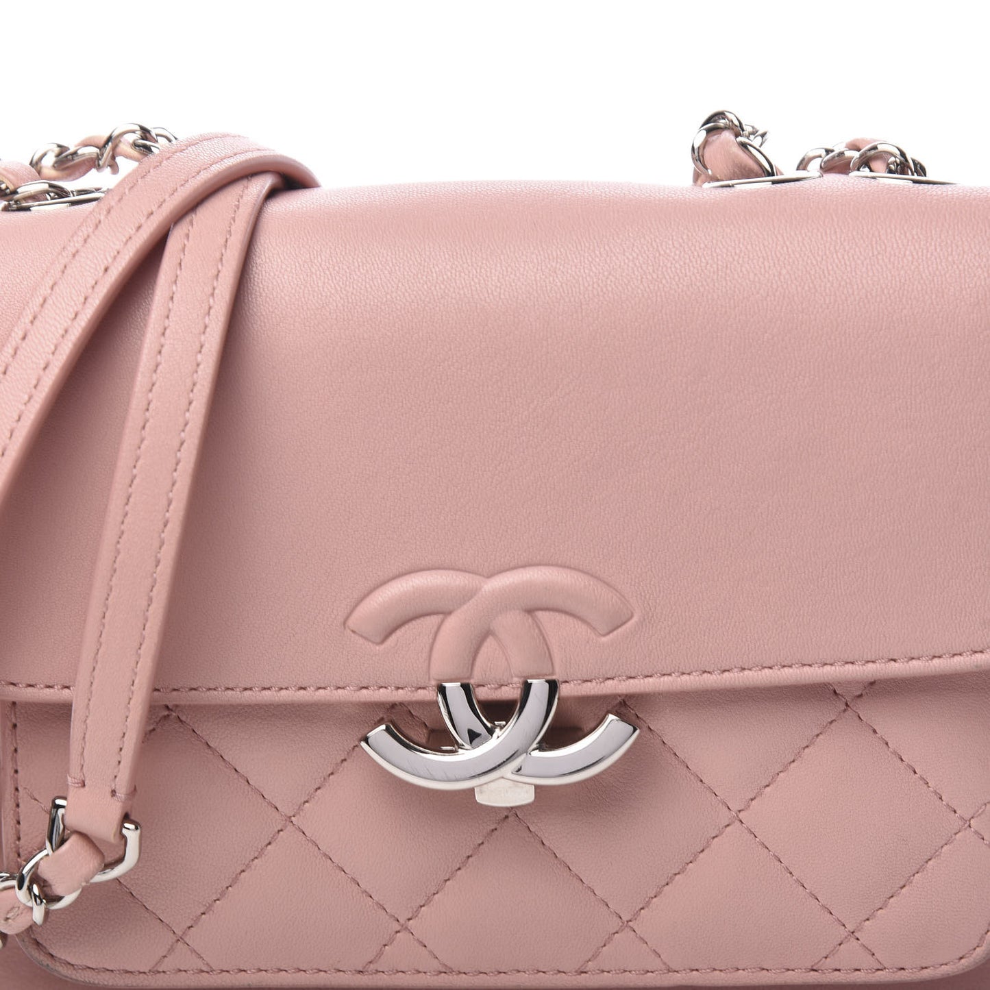 Goatskin Quilted CC Box Flap Pink