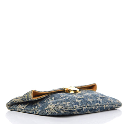 Louis Vuitton Monogram Denim Pochette Plat Clutch Blue 4 of 10