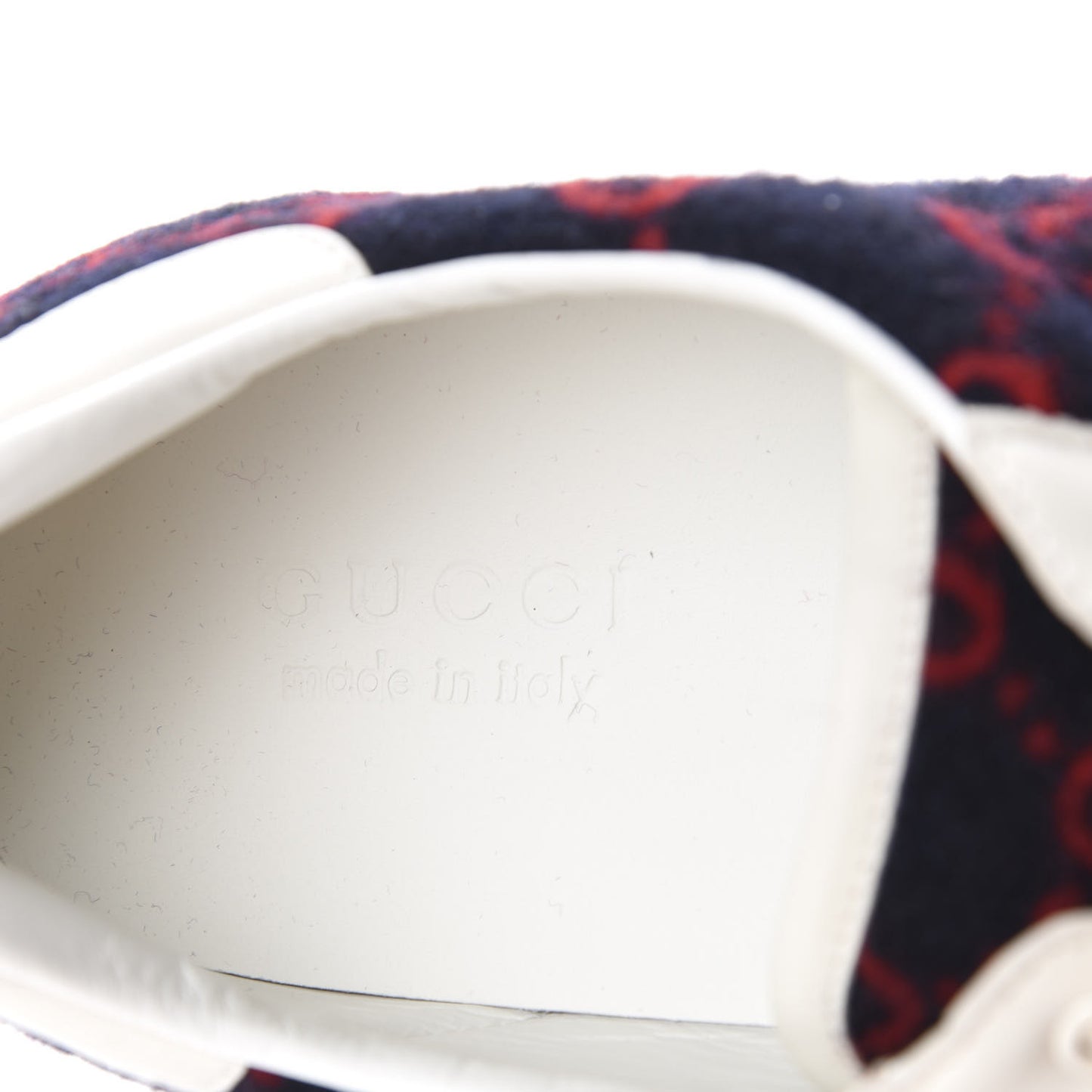 Covered Wool Big GG Monogram Mens Sneakers 12 Blue Red Mystic White