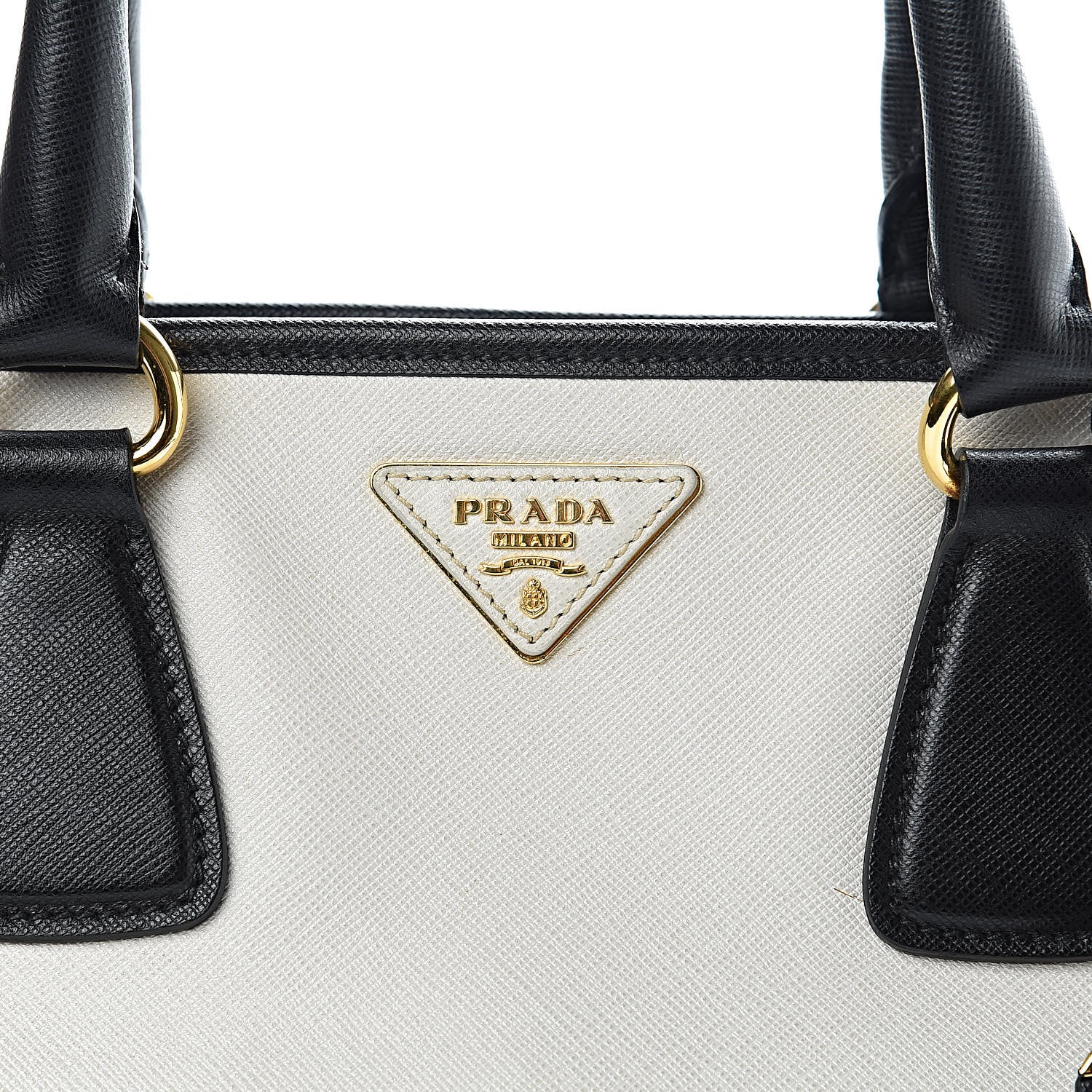 Prada Saffiano Bi-Color Tote Talco Black 9 of 9