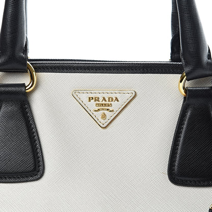 Prada Saffiano Bi-Color Tote Talco Black 9 of 9