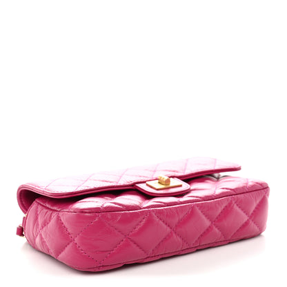 Chanel Aged Calfskin Quilted 2.55 Reissue Phone Holder With Chain Fuchsia 4 of 13