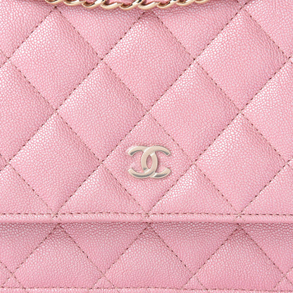 Chanel Iridescent Caviar Quilted Wallet on Chain WOC Rose Pink 9 of 12