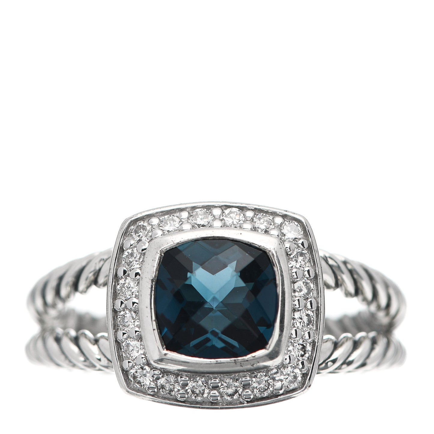 Sterling Silver Diamond Hampton Blue Topaz 7mm Petite Albion Ring 53 6.5