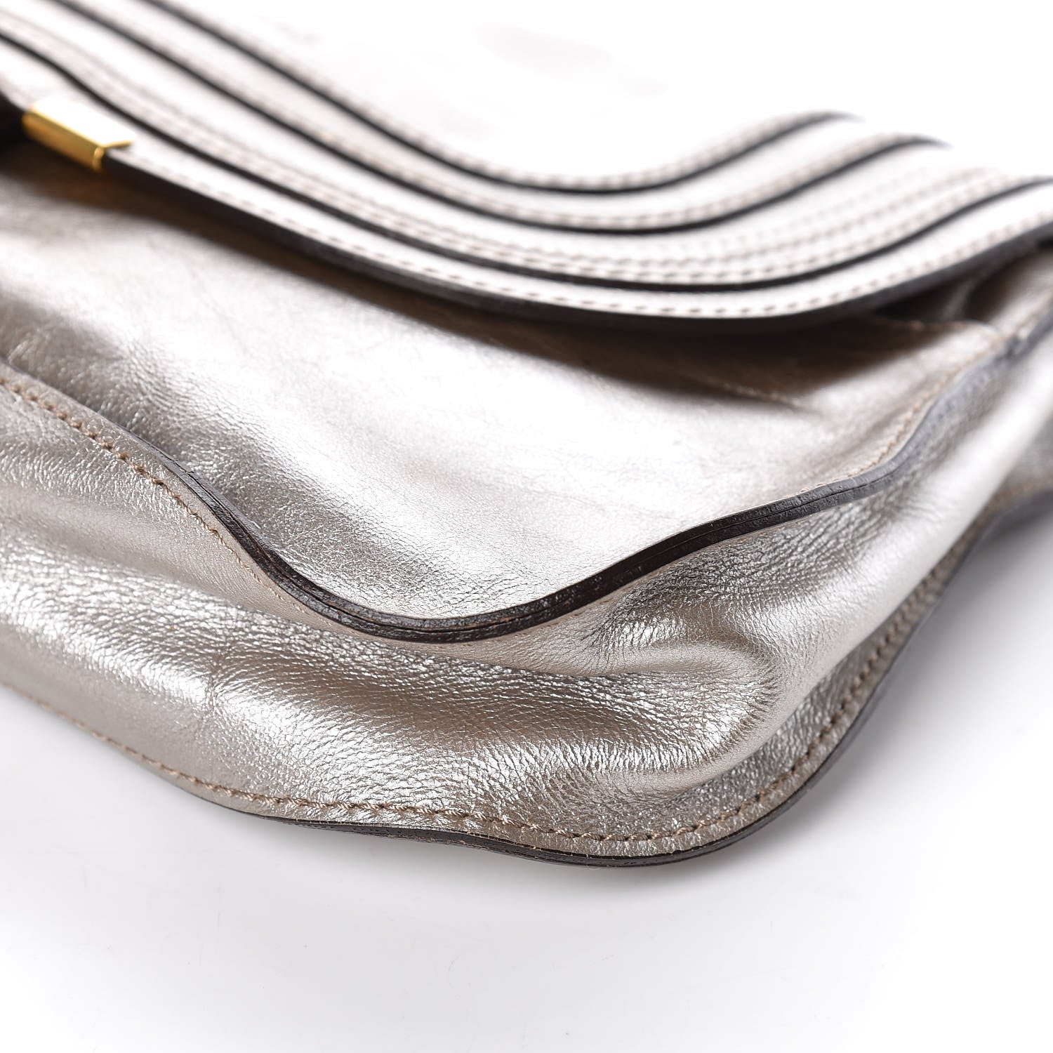 Chloe Metallic Calfskin Marcie Clutch Pewter 9 of 9
