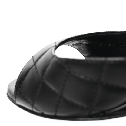 Chanel Lambskin Patent Quilted Wedge Sandals 37.5 Black 9 of 12