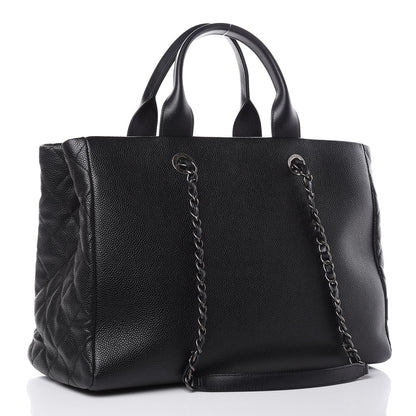 Chanel Caviar Lambskin Quilted Large Coco Break Shopping Bag Black 3 of 15