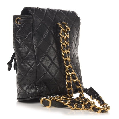 Chanel Lambskin Quilted Drawstring Backpack Black 2 of 14