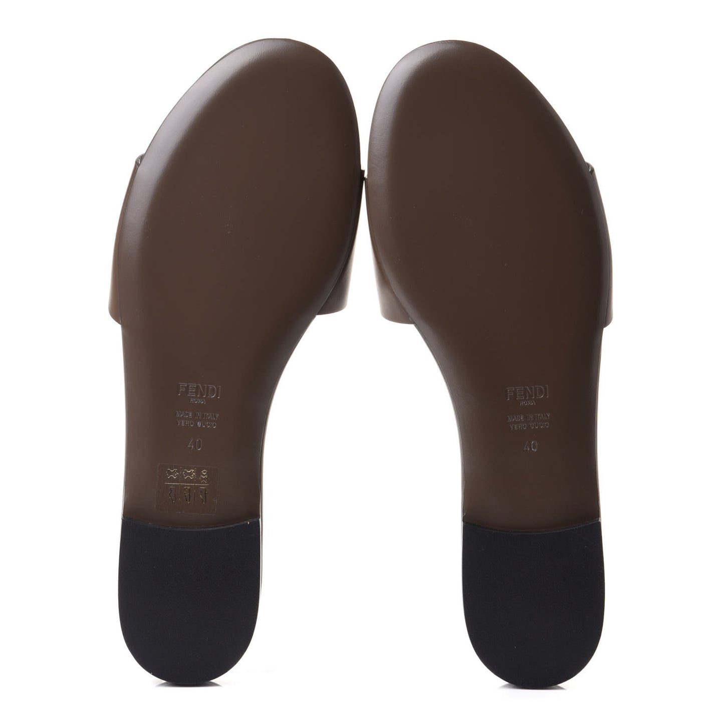 Vitello Cuoio Baguette Flat Slide Sandals 40 Maya