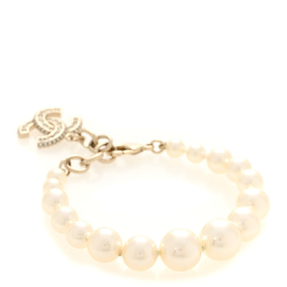 Chanel Graduated Pearl Crystal CC Bracelet Gold 1 of 5