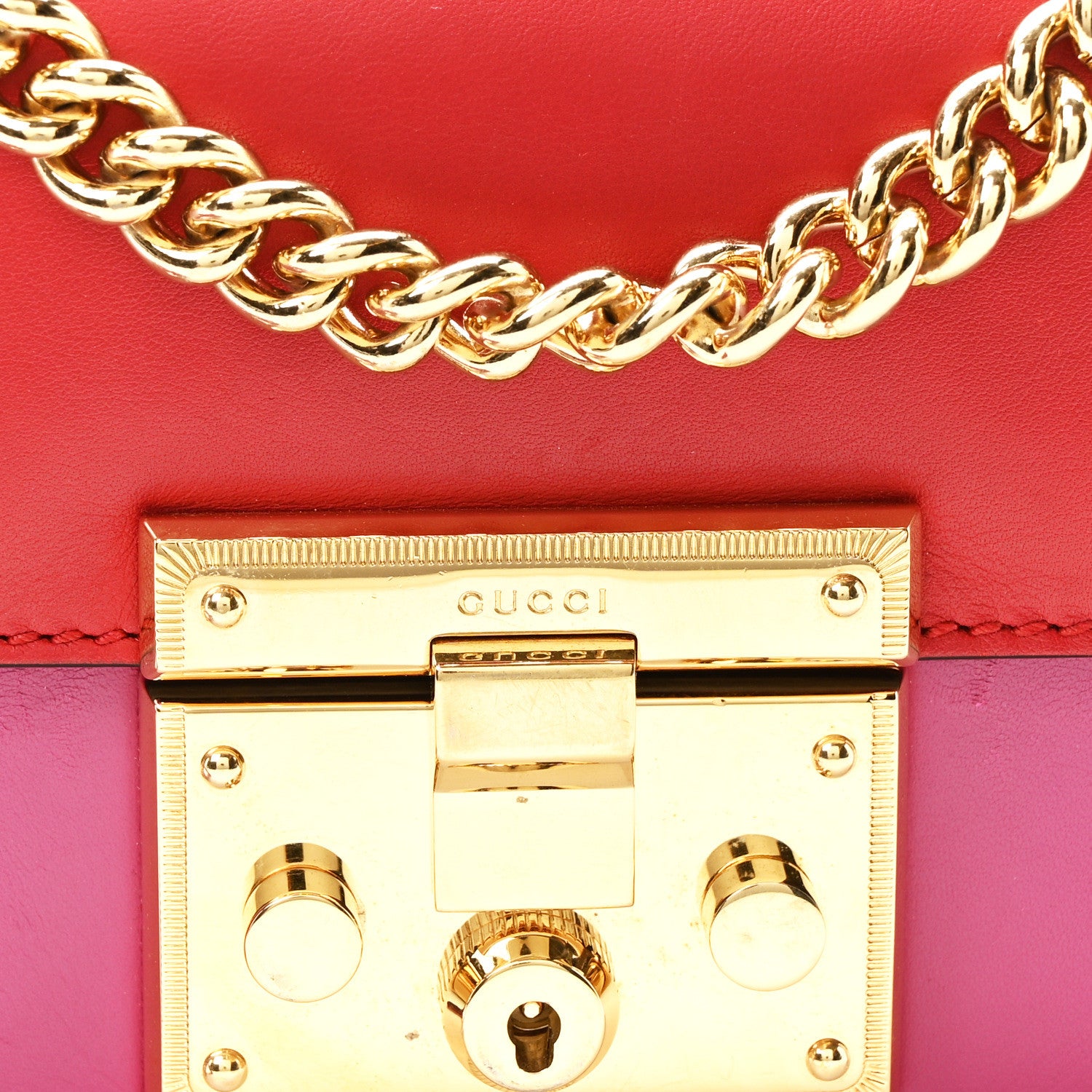 Gucci Calfskin Small Padlock Shoulder Bag New Rosette Hibiscus Red 9 of 11