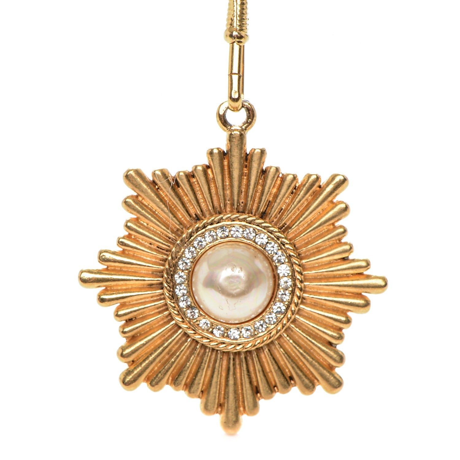 Chanel Pearl Crystal Necklace Gold 3 of 8