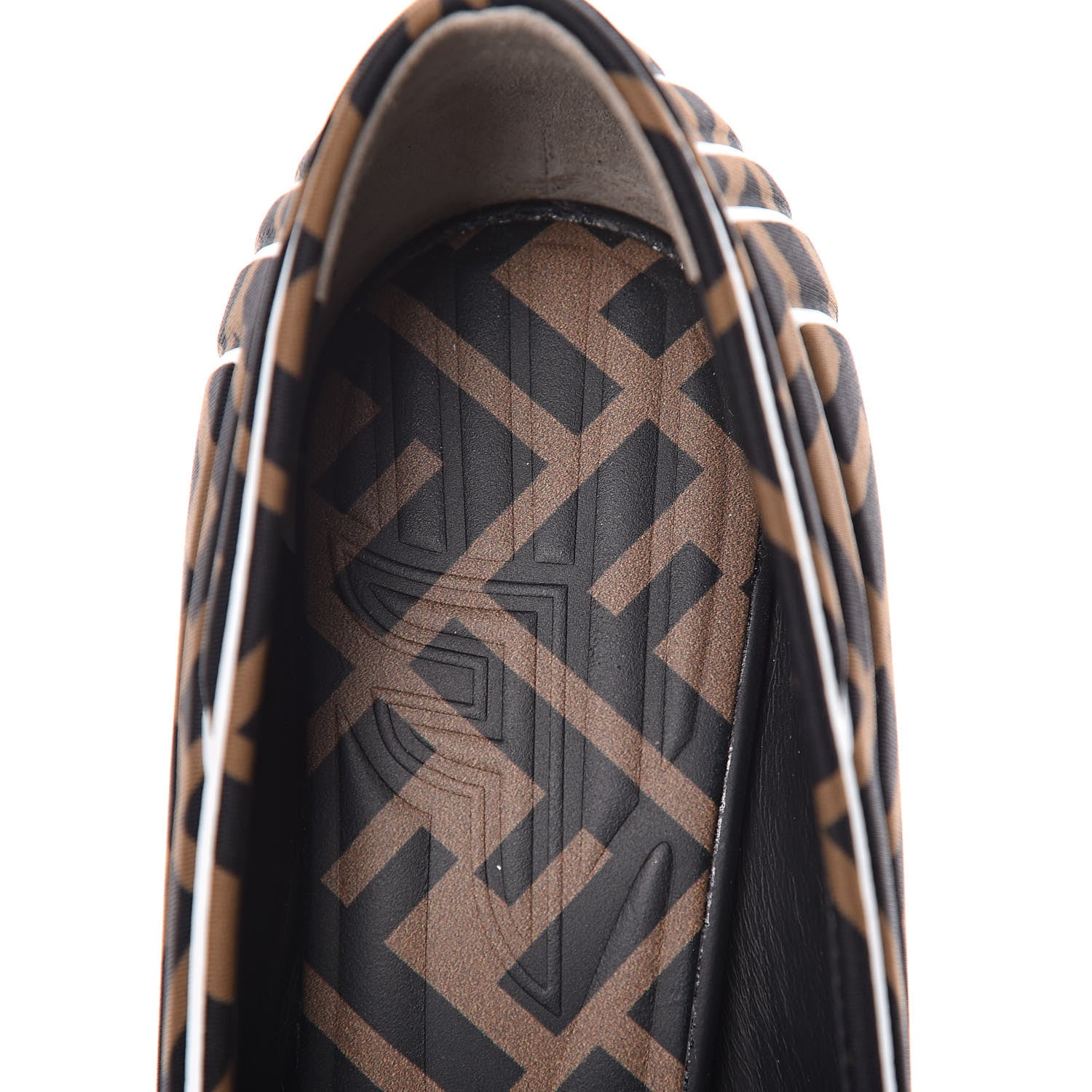 Fendi Lycra Film FF FFreedom Decollete Pumps 36.5 Tobacco Moro White 5 of 8