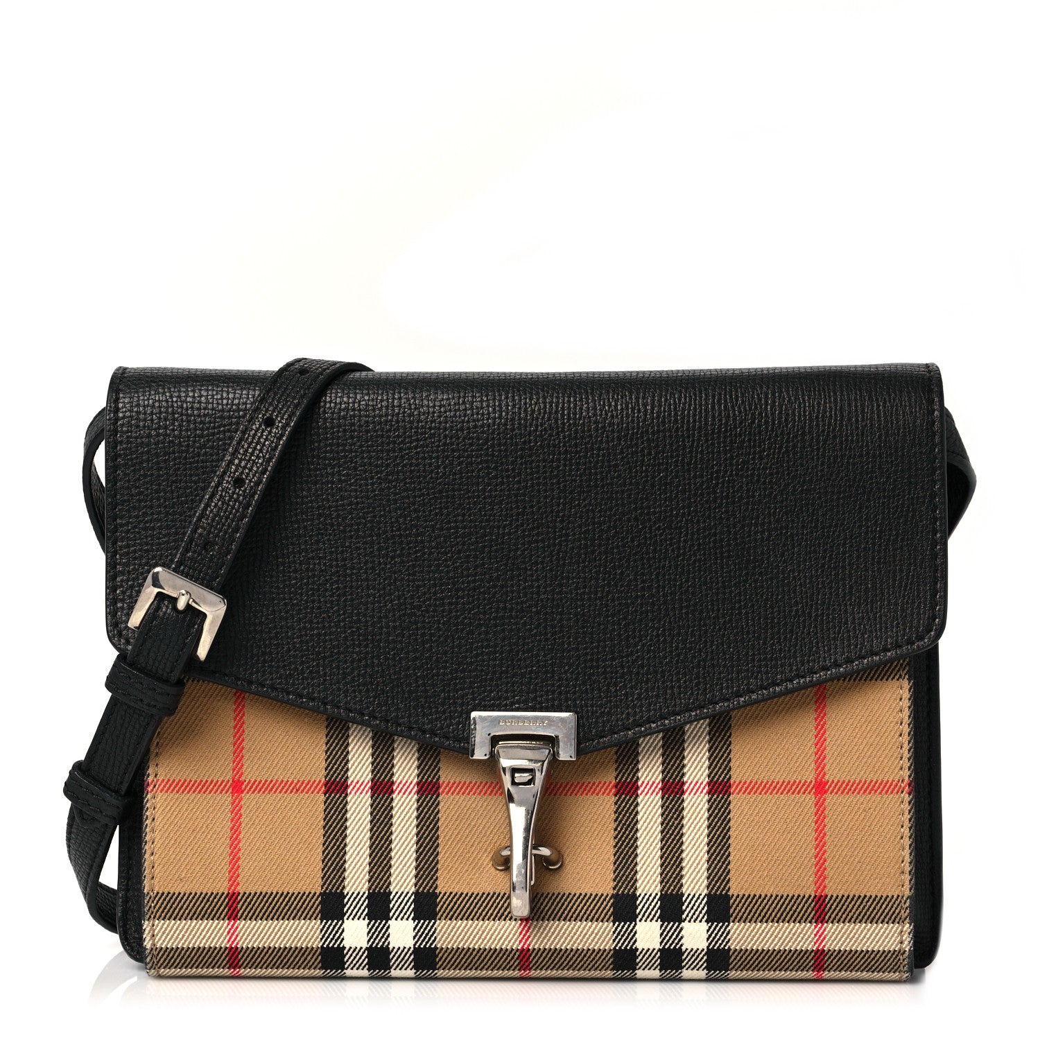 Burberry Derby Calfskin Vintage Check Small Macken Crossbody Bag Black 1 of 9