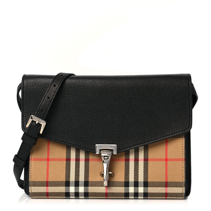 Burberry Derby Calfskin Vintage Check Small Macken Crossbody Bag Black 1 of 9