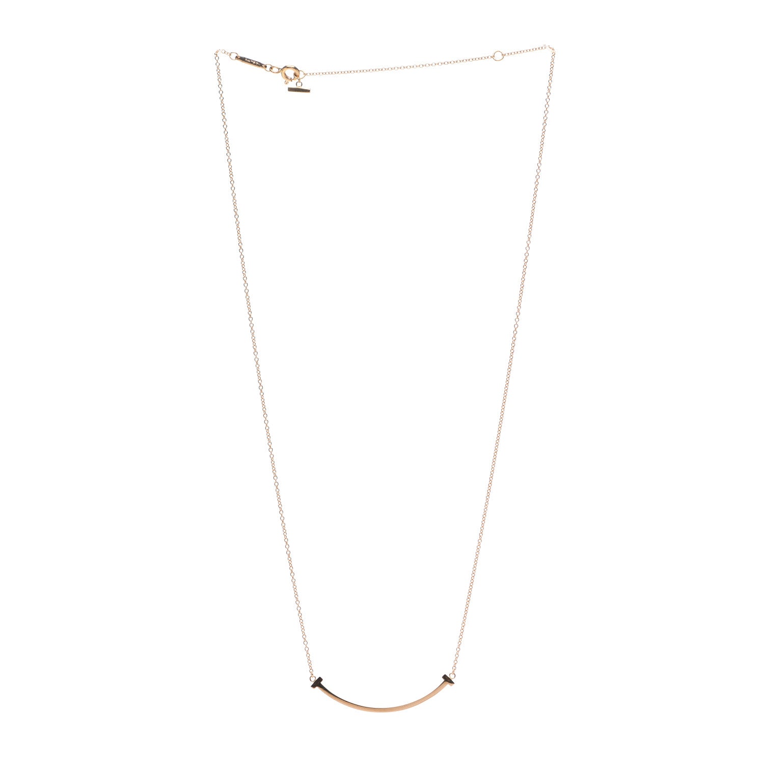 Tiffany 18K Rose Gold Small T Smile Pendant Necklace 3 of 5
