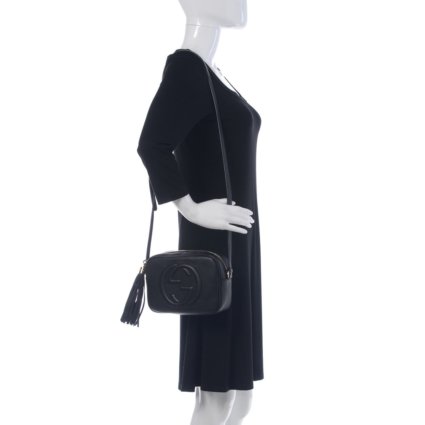 Pebbled Calfskin Small Soho Disco Bag Black