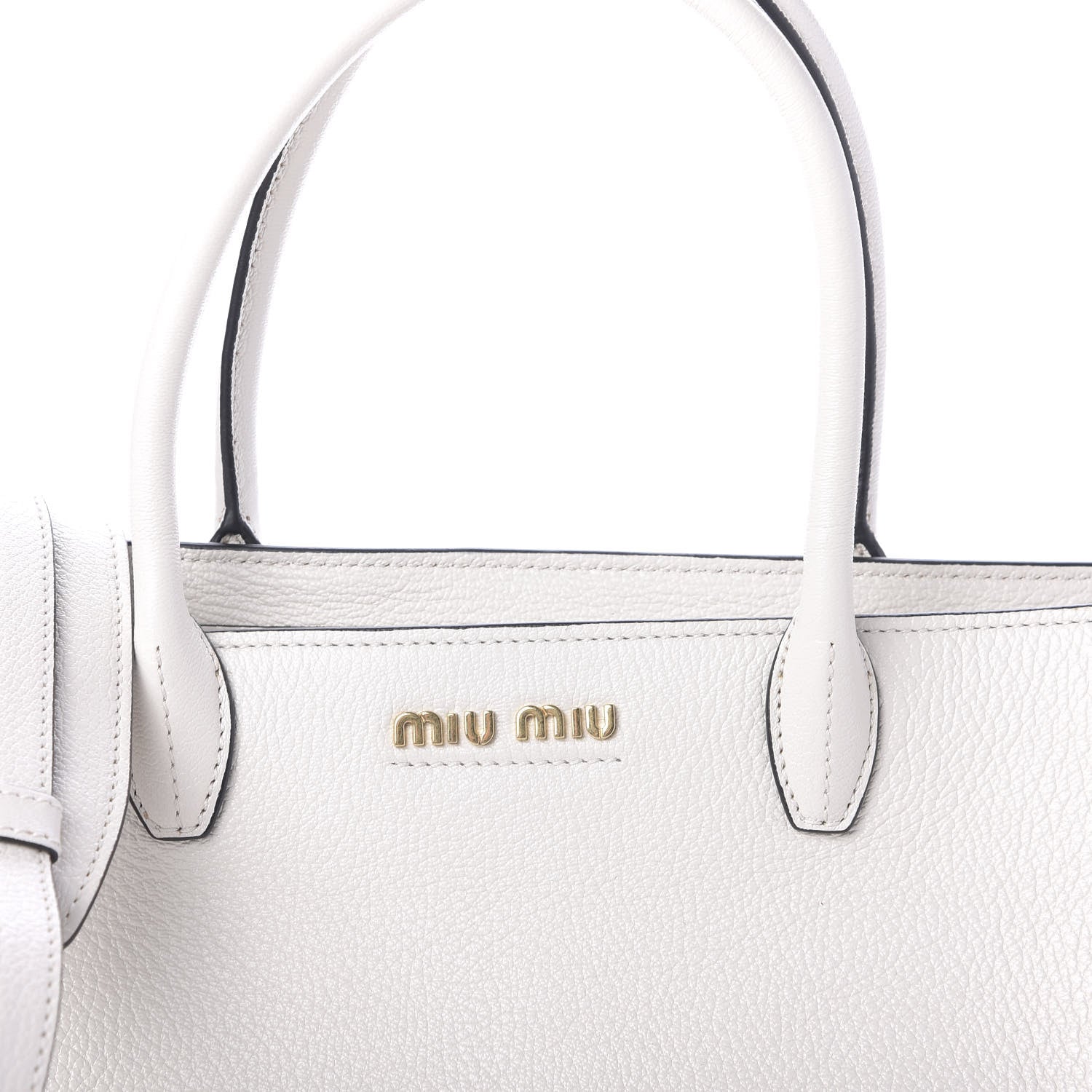 Miu Miu Goatskin Madras Zip Tote White 9 of 9