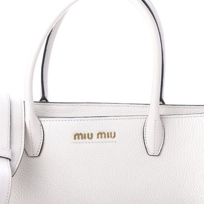 Miu Miu Goatskin Madras Zip Tote White 9 of 9
