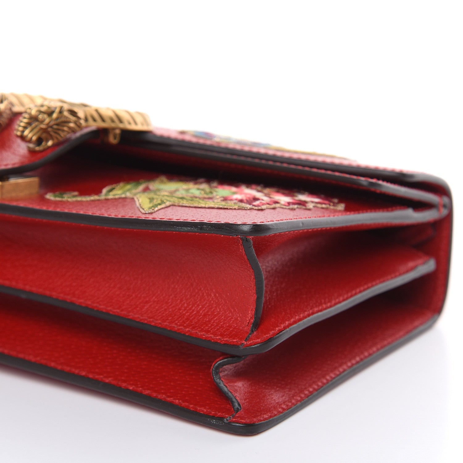 Gucci Calfskin Web Floral Embroidered Small Dionysus Shoulder Bag Hibiscus Red 9 of 9