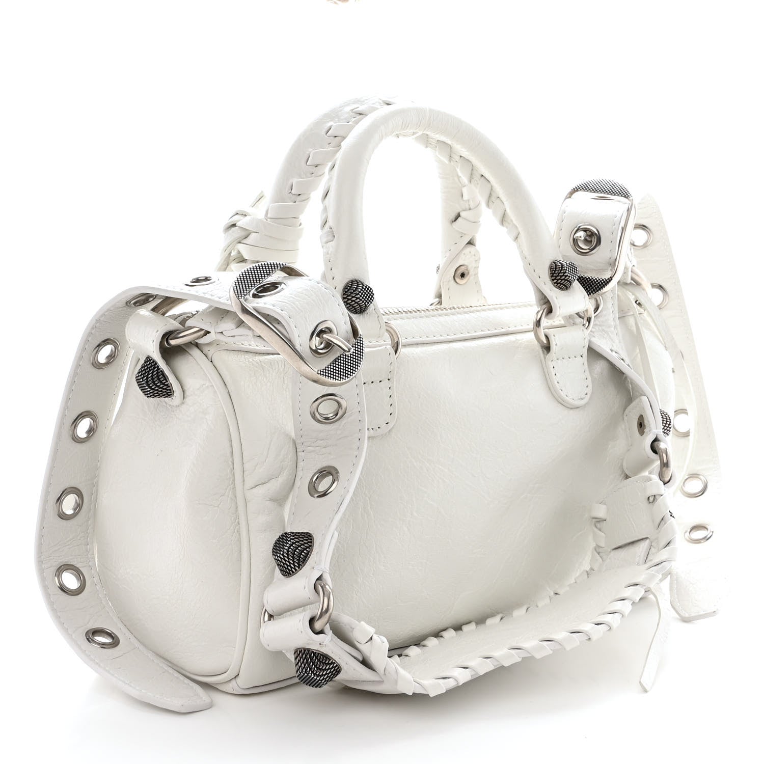 Balenciaga Agneau Arena Mini Le Cagole Duffle Crossbody Bag Optic White 3 of 11