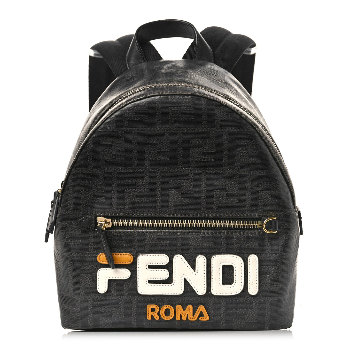 X FILA Glazed Fabric Vitello Century FF 1974 Mania Mini Backpack Black White
