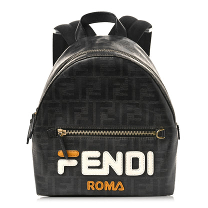 Fendi X FILA Glazed Fabric Vitello Century FF 1974 Mania Mini Backpack Black White 1 of 8
