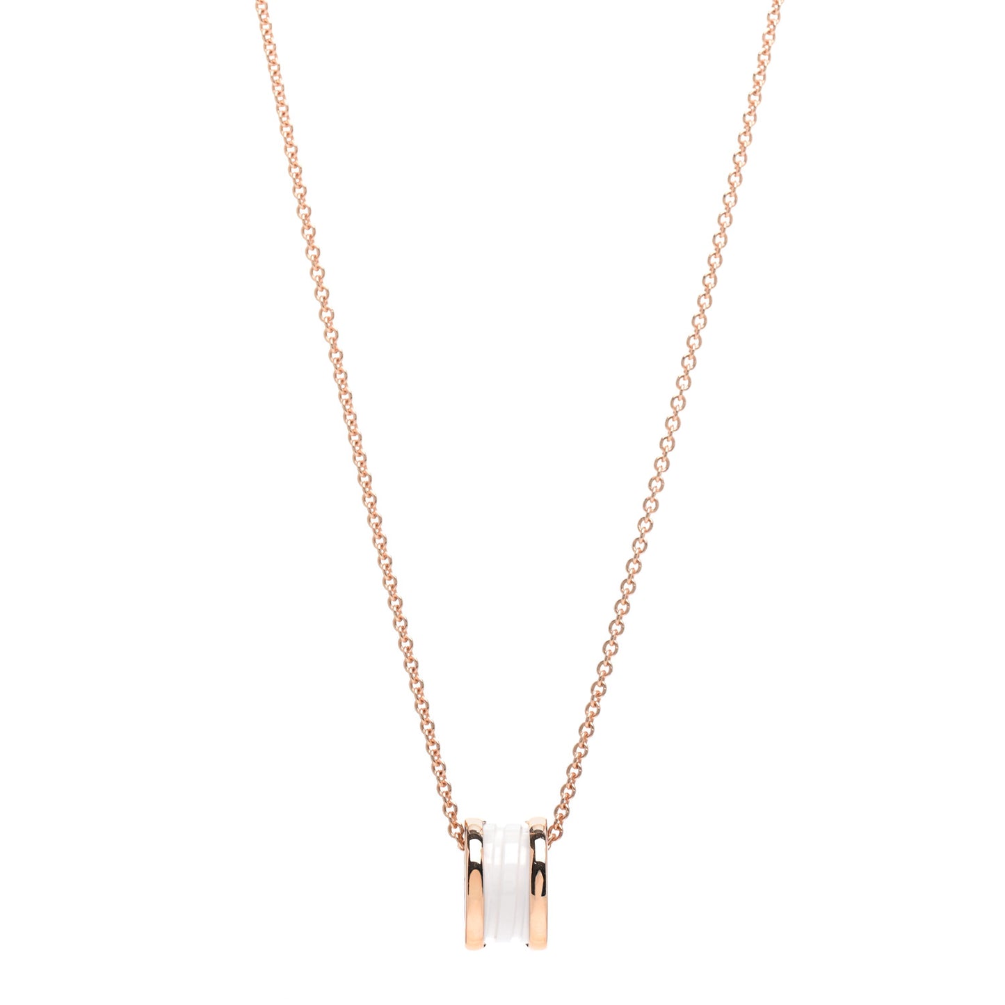 18K Rose Gold White Ceramic B.Zero1 Pendant Necklace