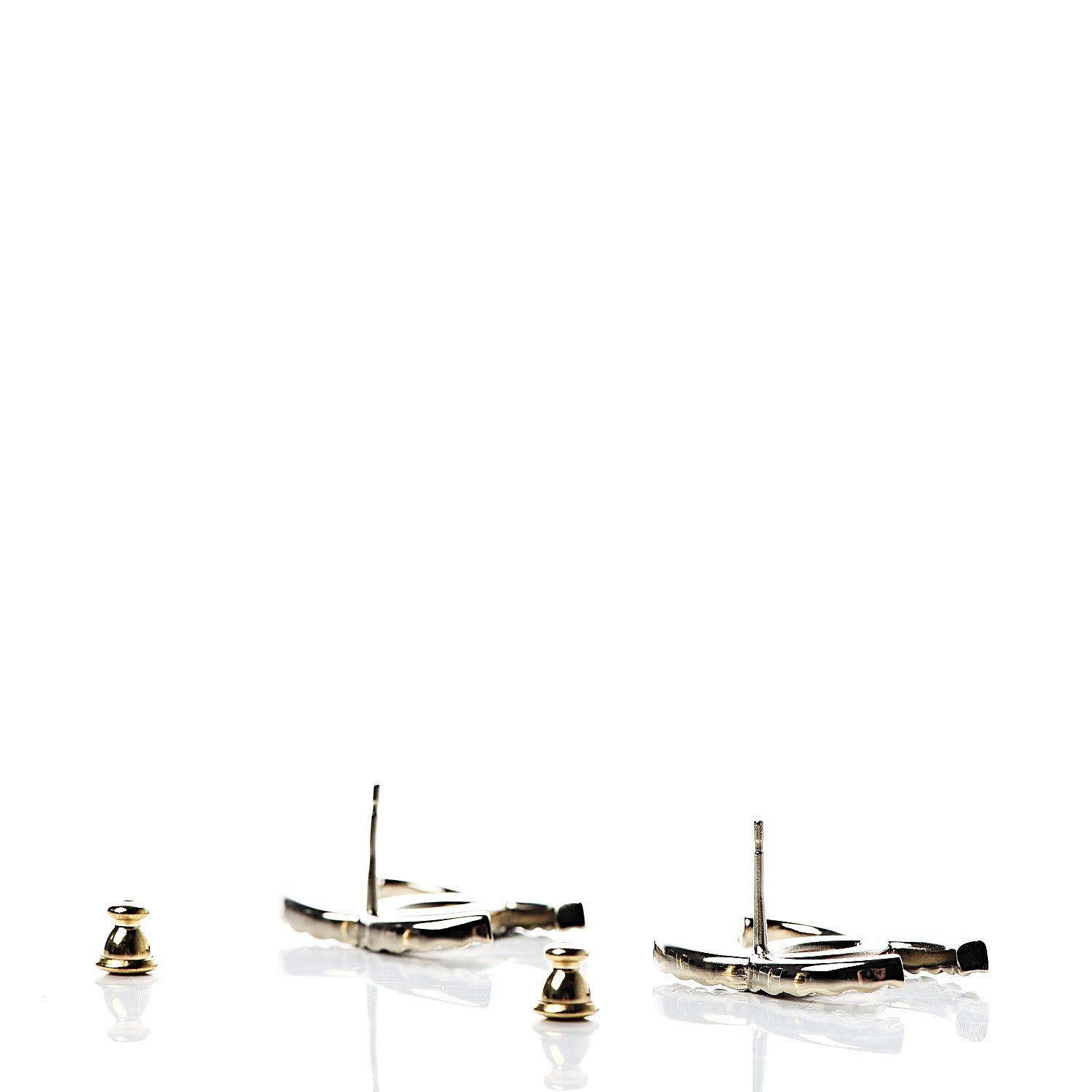 Chanel Crystal CC Large Stud Earrings Gold 3 of 5